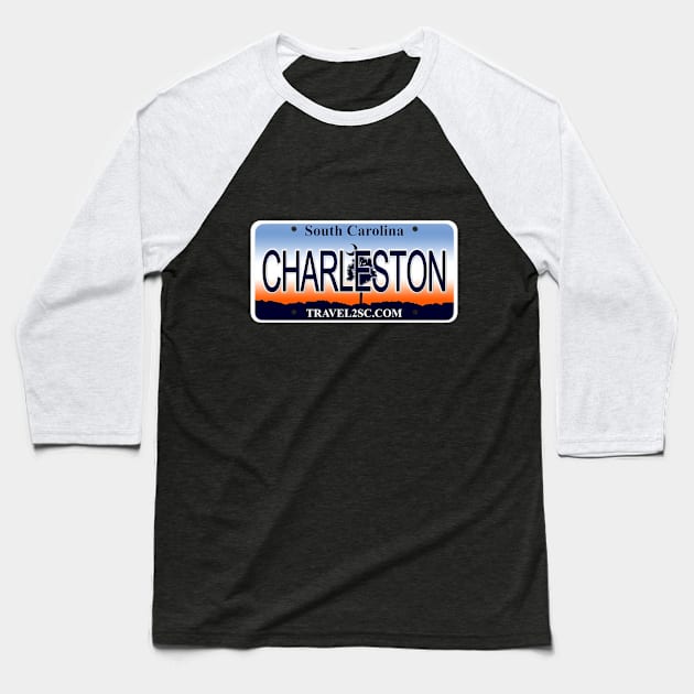 Charleston South Carolina License Plate Baseball T-Shirt by Mel's Designs